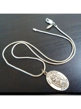 VTG 925 SIGNED PAOLO ROMEO ST CHRIS ITALY STERLING SILVER 18" NECKLACE